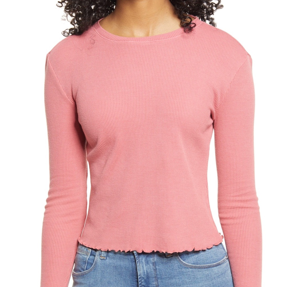 NWT BP. Cotton Thermal Top in Red Slate XXS